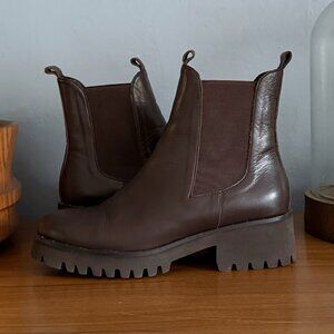 Freda Salvador Brooke Rain Resistant Dark Brown Leather Chelsea Boots 8.5